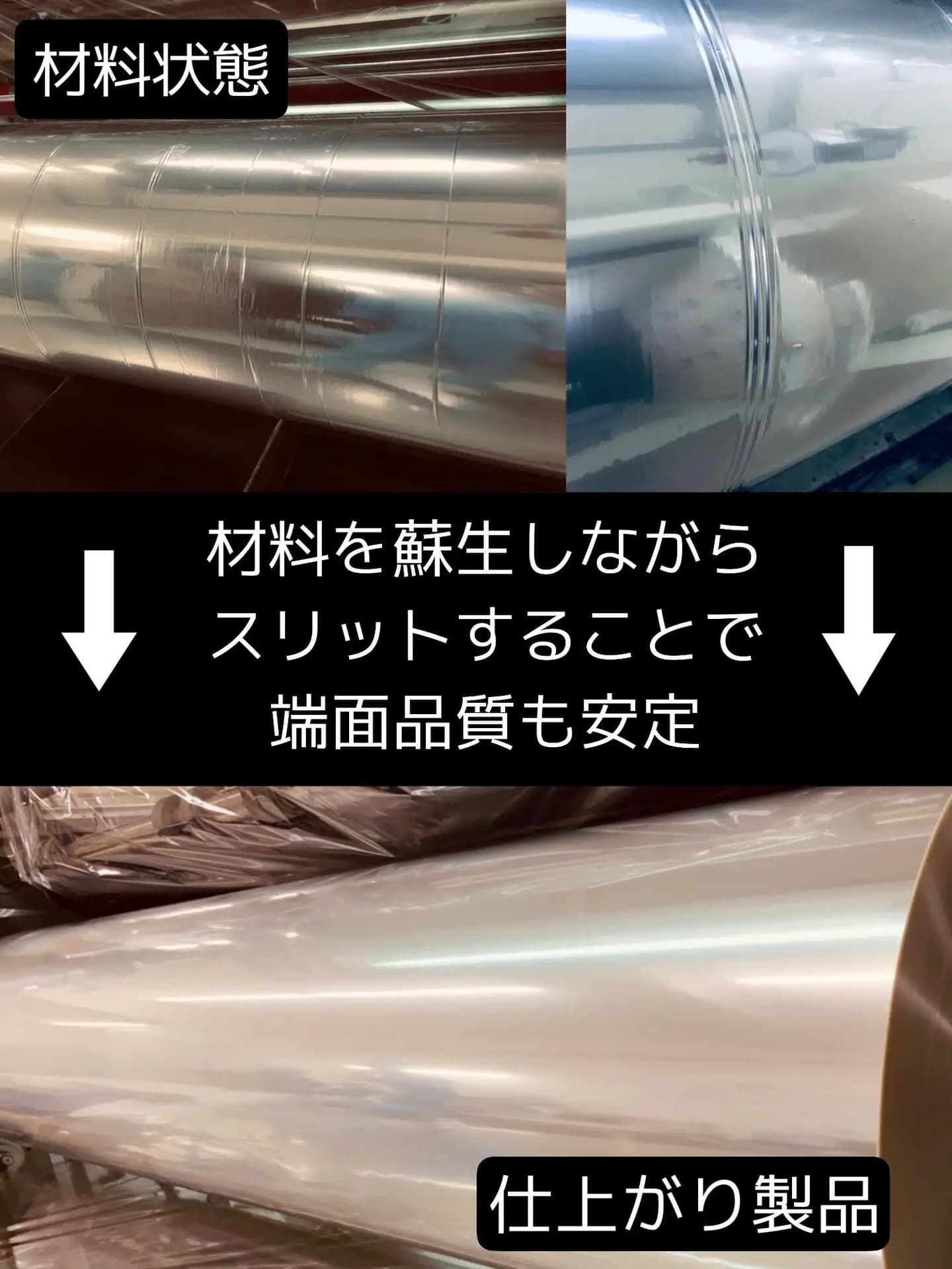 薄膜 シワを解消するスリット加工